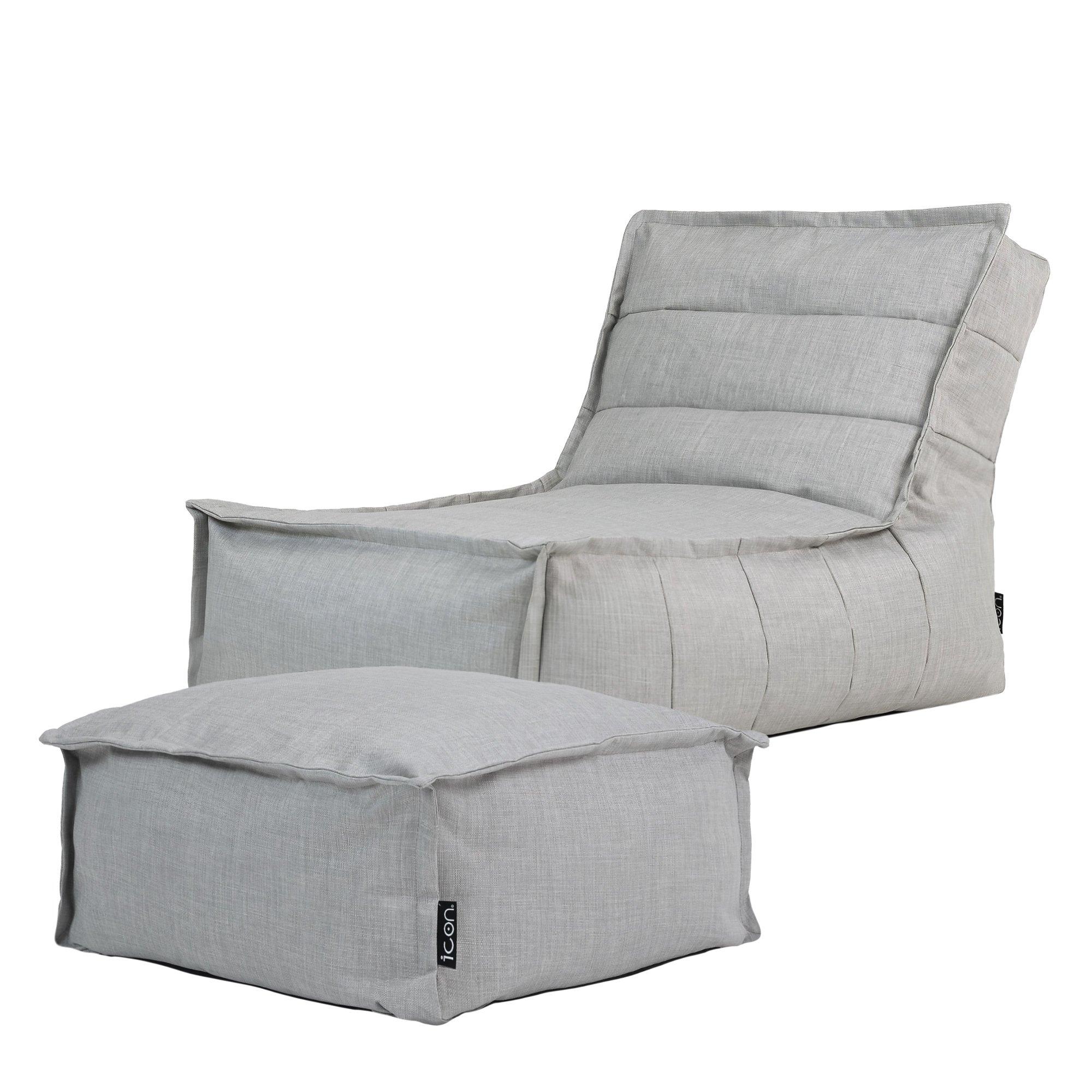 Dolce Indoor Outdoor Bean Bag Lounger and Footstool Grey Patio Chairs